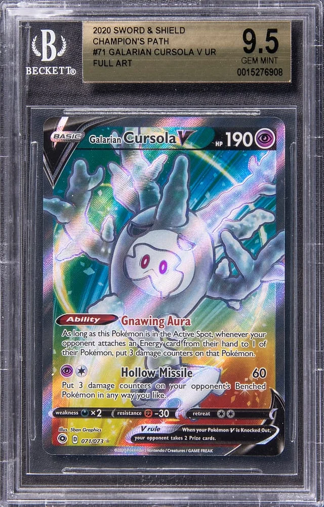 2020 Pokemon Sword & Shield Champion's Path Full Art Ultra Rare Holofoil Galarian Cursola V #71 card image