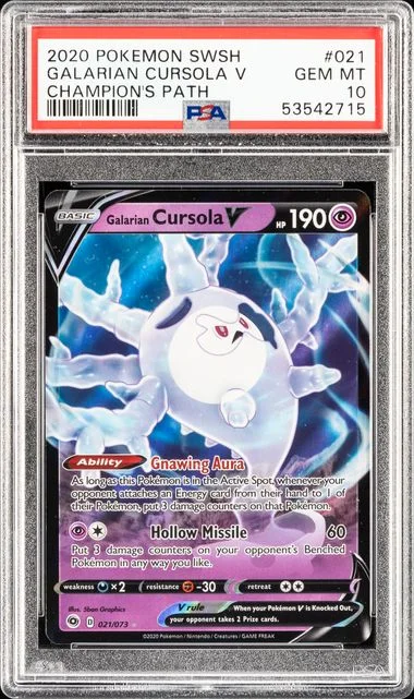 2020 Pokemon Sword & Shield Champion's Path Galarian Cursola V #021 card image