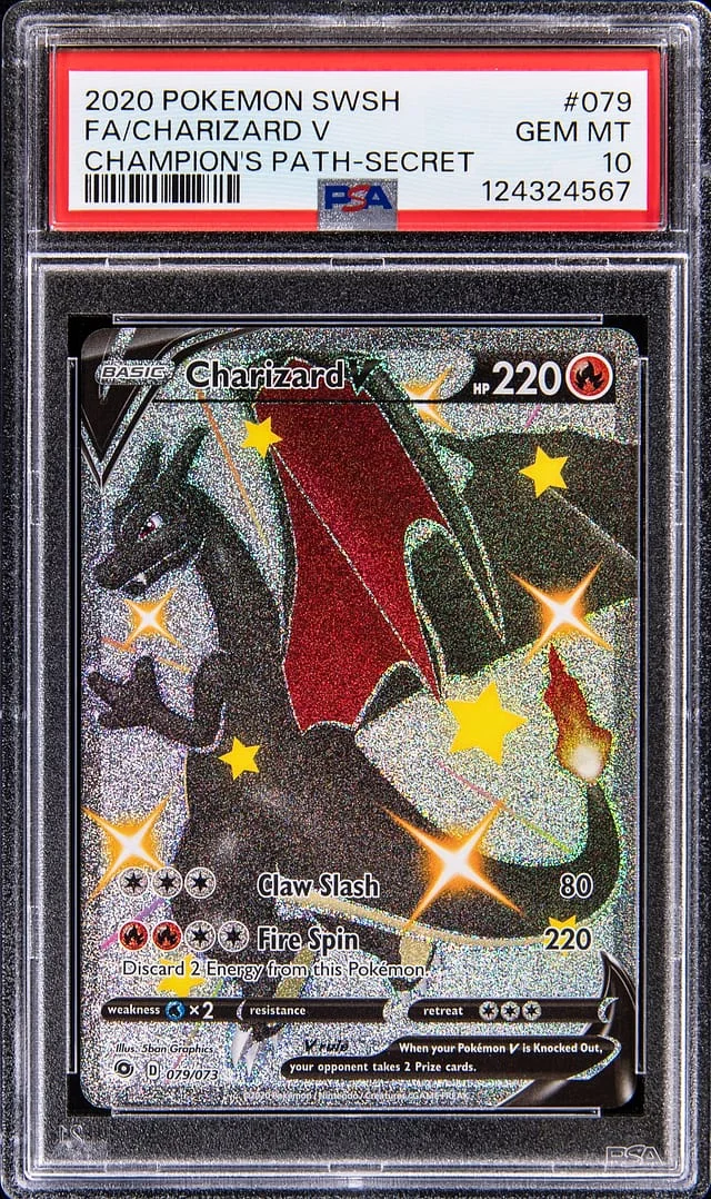 2020 Pokemon Sword & Shield Champion's Path Secret Full Art Charizard V #079 card image