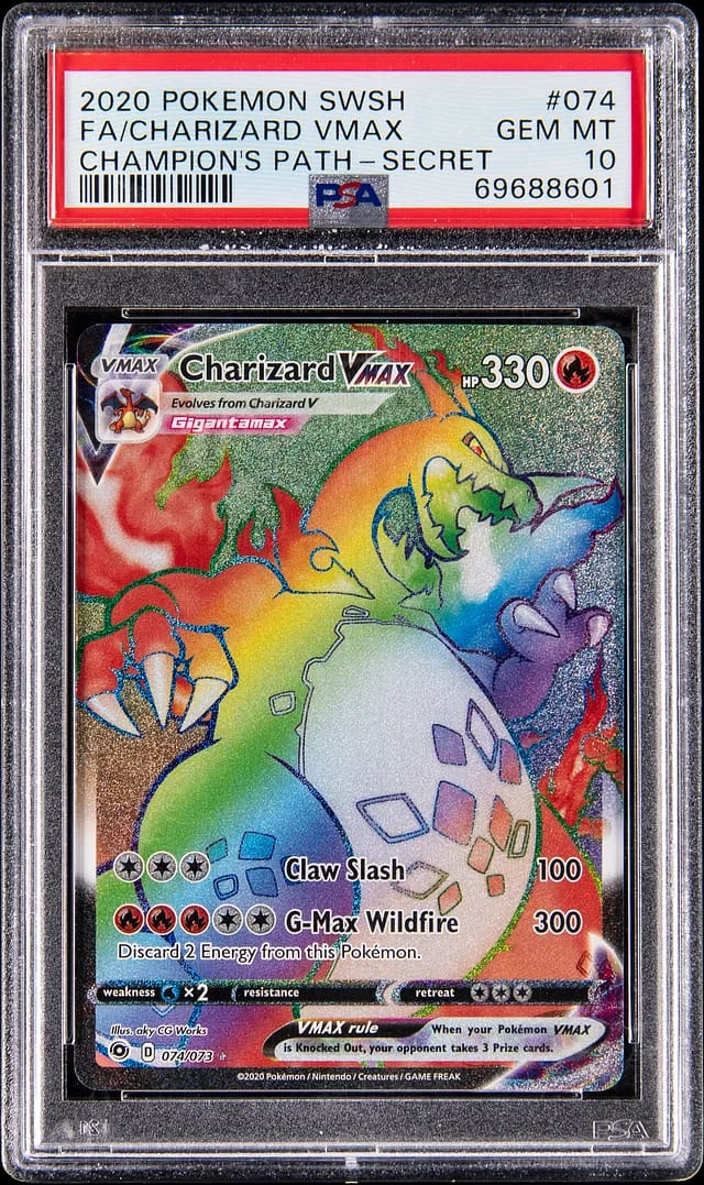 2020 Pokemon Sword & Shield Champion's Path Secret Full Art Charizard VMAX #074 card image