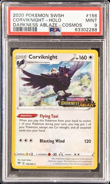 2020 Pokemon Sword & Shield Darkness Ablaze Cosmos Holofoil Corviknight #156 card image