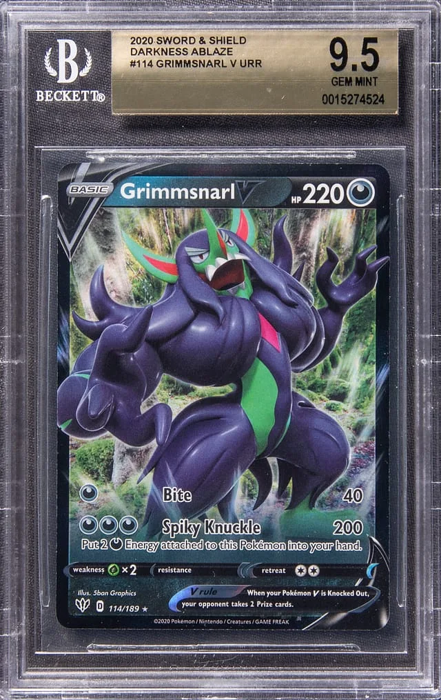 2020 Pokemon Sword & Shield Darkness Ablaze Full Art Ultra Rare Holofoil Grimmsnarl V #114 card image