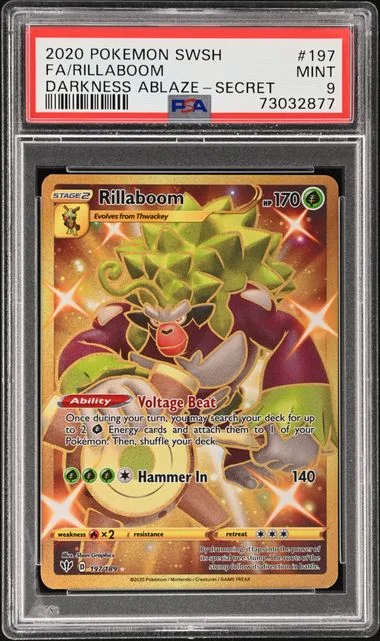 2020 Pokemon Sword & Shield Darkness Ablaze Secret Rare Full Art Rillaboom #197 card image