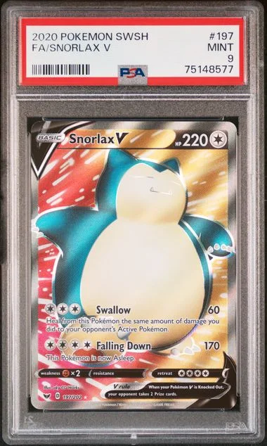 2020 Pokemon Sword & Shield Full Art Snorlax V #197 card image
