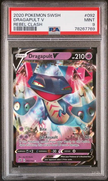 2020 Pokemon Sword & Shield Rebel Clash Dragapult V #092 card image