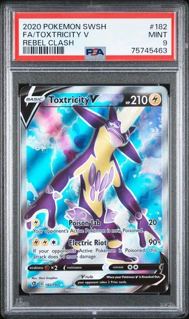 2020 Pokemon Sword & Shield Rebel Clash Full Art Toxtricity V #182 card image