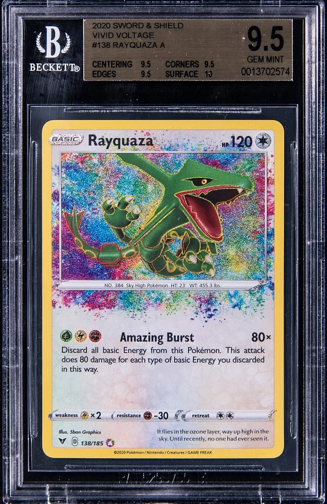 2020 Pokemon Sword & Shield Vivid Voltage Amazing Rare Rayqaza #138 card image