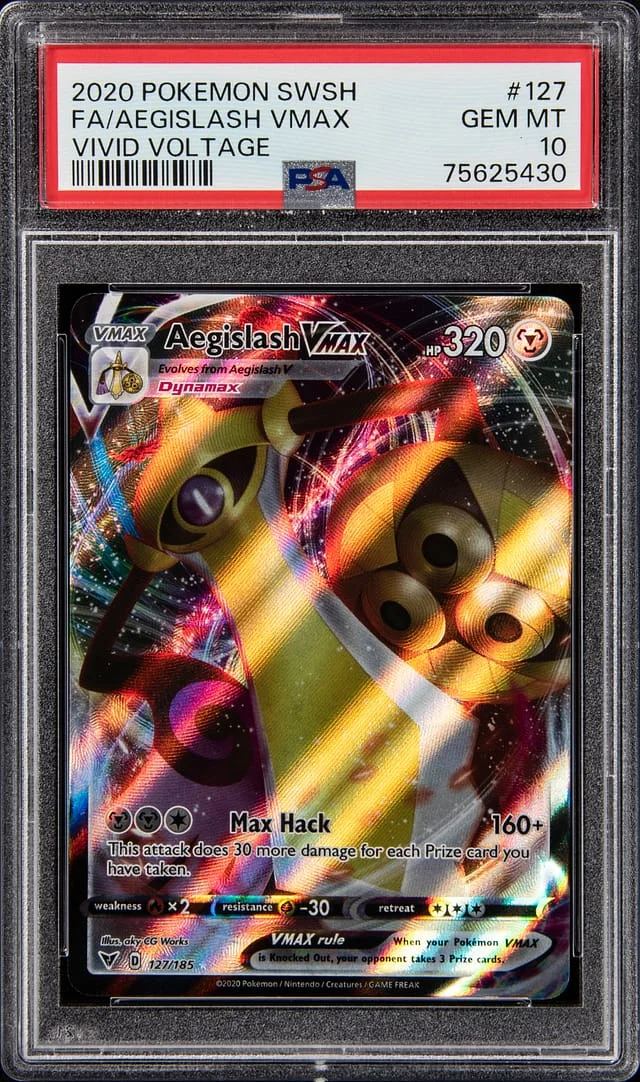 2020 Pokemon Sword & Shield Vivid Voltage Full Art Aegislash VMAX #127 card image