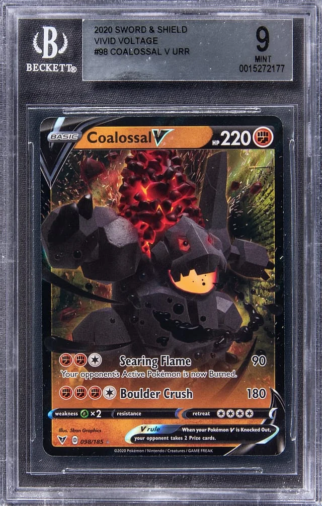 2020 Pokemon Sword & Shield Vivid Voltage Full Art Ultra Rare Holofoil Coalossal V #98 card image