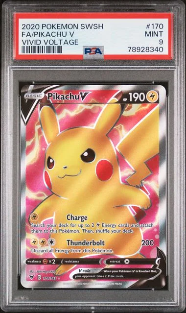 2020 Pokemon Sword & Shield Vivid Voltage Full Art/Pikachu V #170 card image