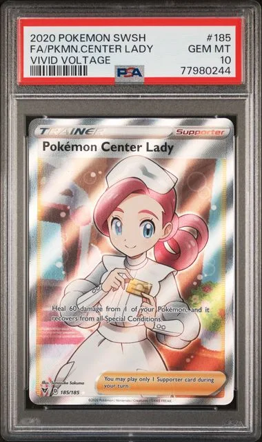 2020 Pokemon Sword & Shield Vivid Voltage Full Art/Pokemon Center Lady #185 card image