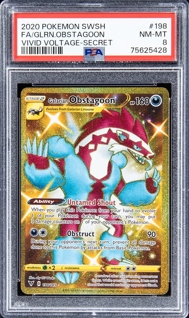 2020 Pokemon Sword & Shield Vivid Voltage Secret Rare Full Art Galarian Obstagoon #198 card image