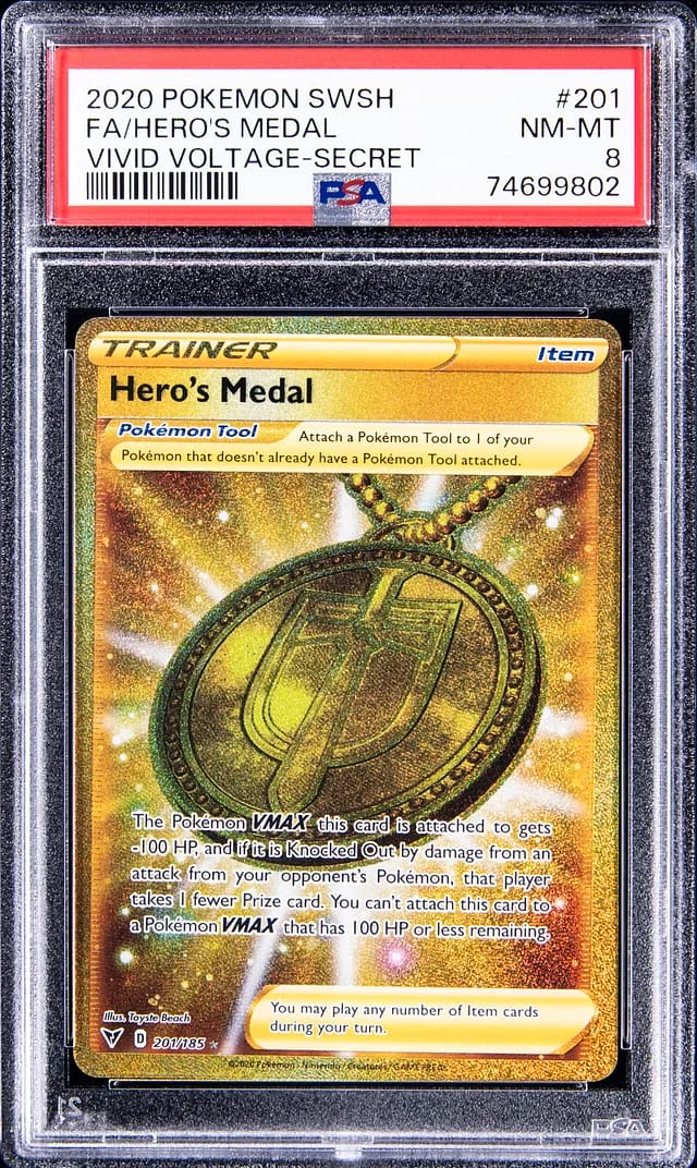 2020 Pokemon Sword & Shield Vivid Voltage Secret Rare Full Art Hero's Medal #201 card image