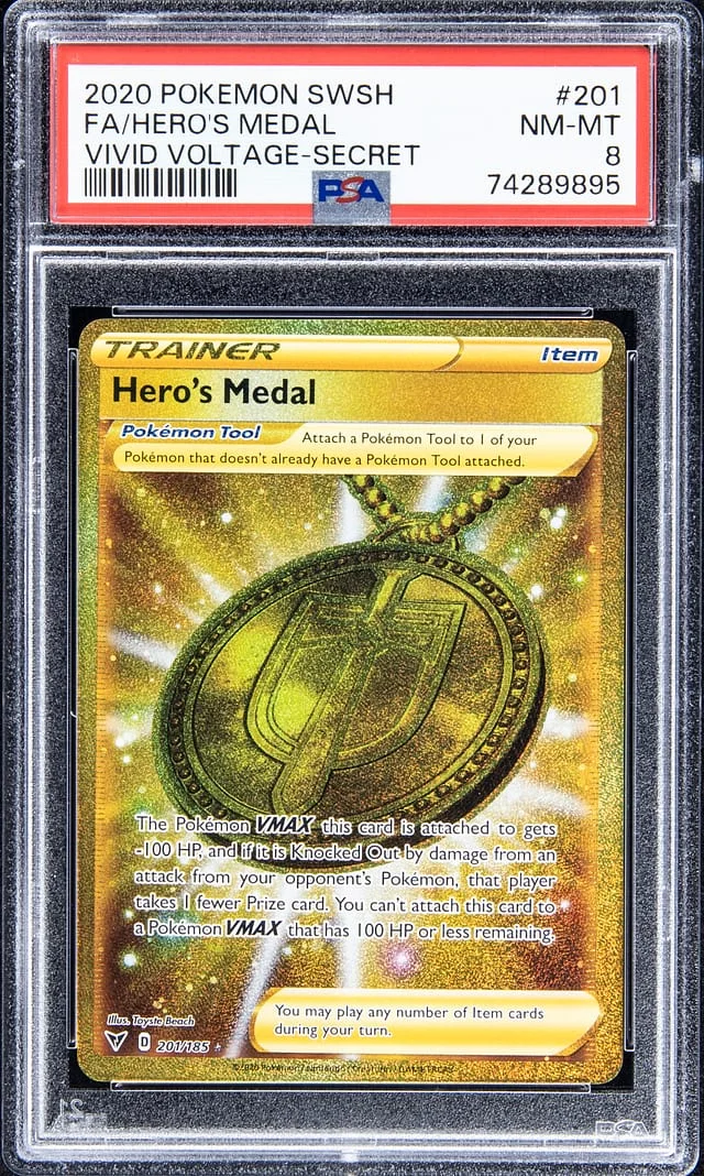 2020 Pokemon Swsh Full Art Vivid Voltage - Secret Hero's Medal #201 card image