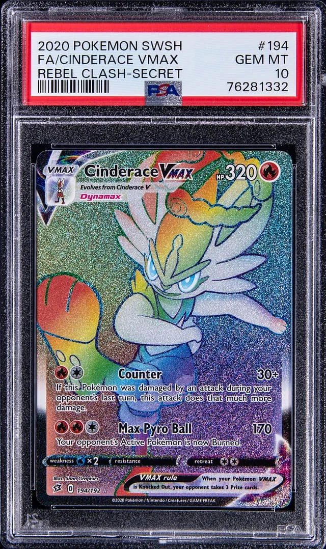 2020 Pokemon SWSH Rebel Clash Cinderace Vmax Full Art Secret Rare #194 card image