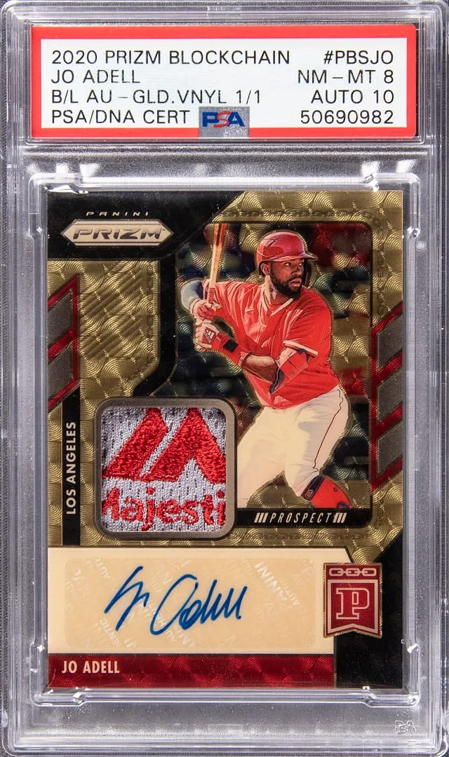 2020 Prizm Jo Adell Blockchain Autograph Gold Vinyl #PBS-JO card image