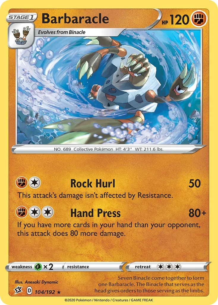 2020 Rebel Clash Barbaracle #104/192 Rare card image