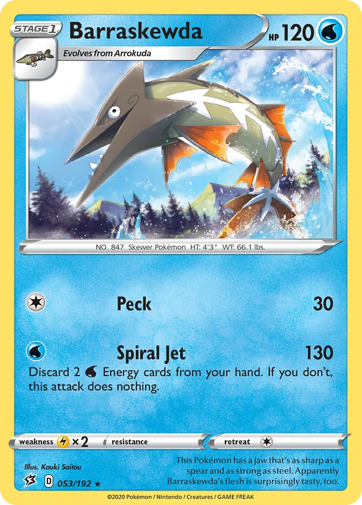 2020 Rebel Clash Barraskewda Rare #053/192 Rare card image