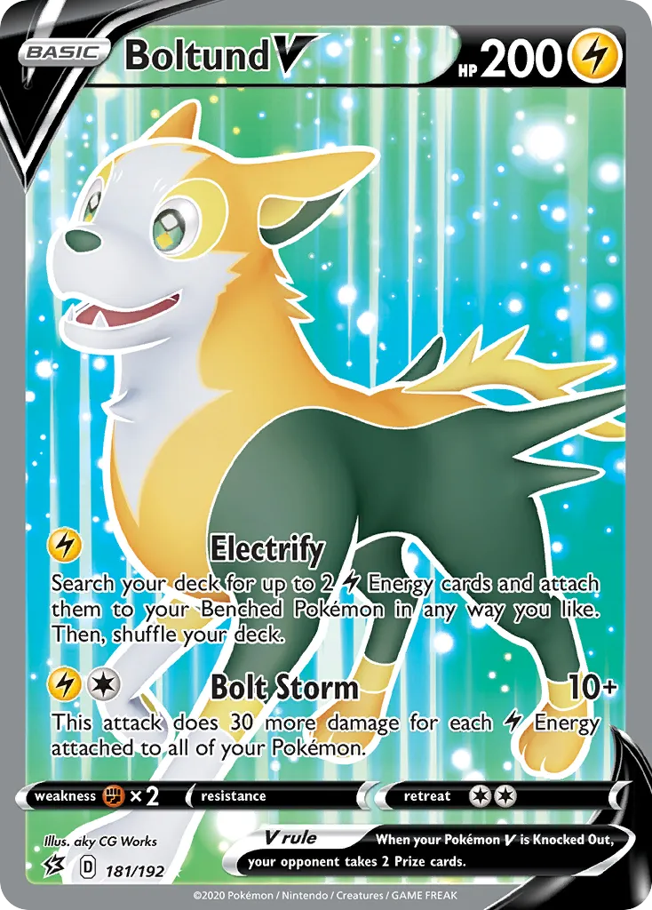 2020 Rebel Clash Boltund V Rare Holo V #067/192 Rare Holo V card image