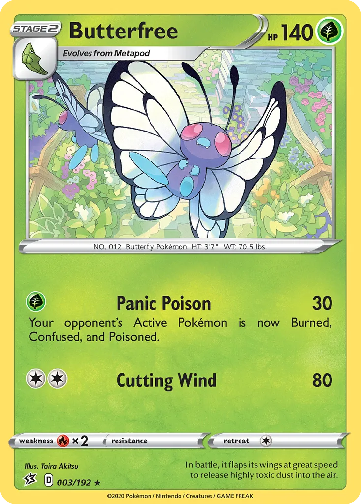 2020 Rebel Clash Butterfree Rare #003/192 Rare card image