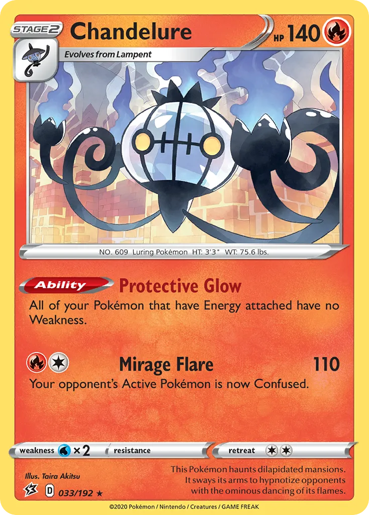 2020 Rebel Clash Chandelure Rare Holo #033/192 Rare Holo card image