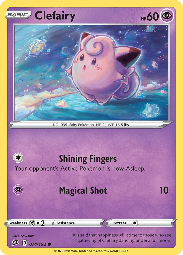 2020 Rebel Clash Clefairy Common #074/192 Common card image