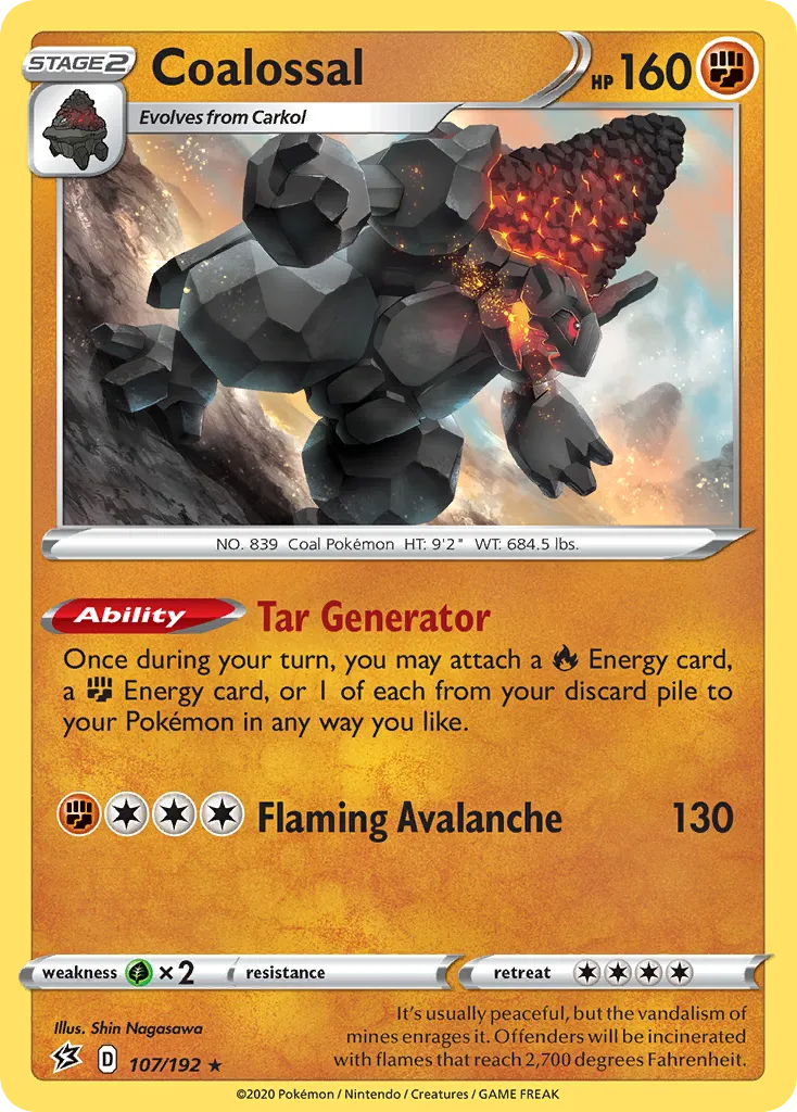2020 Rebel Clash Coalossal #107/192 Rare Holo card image