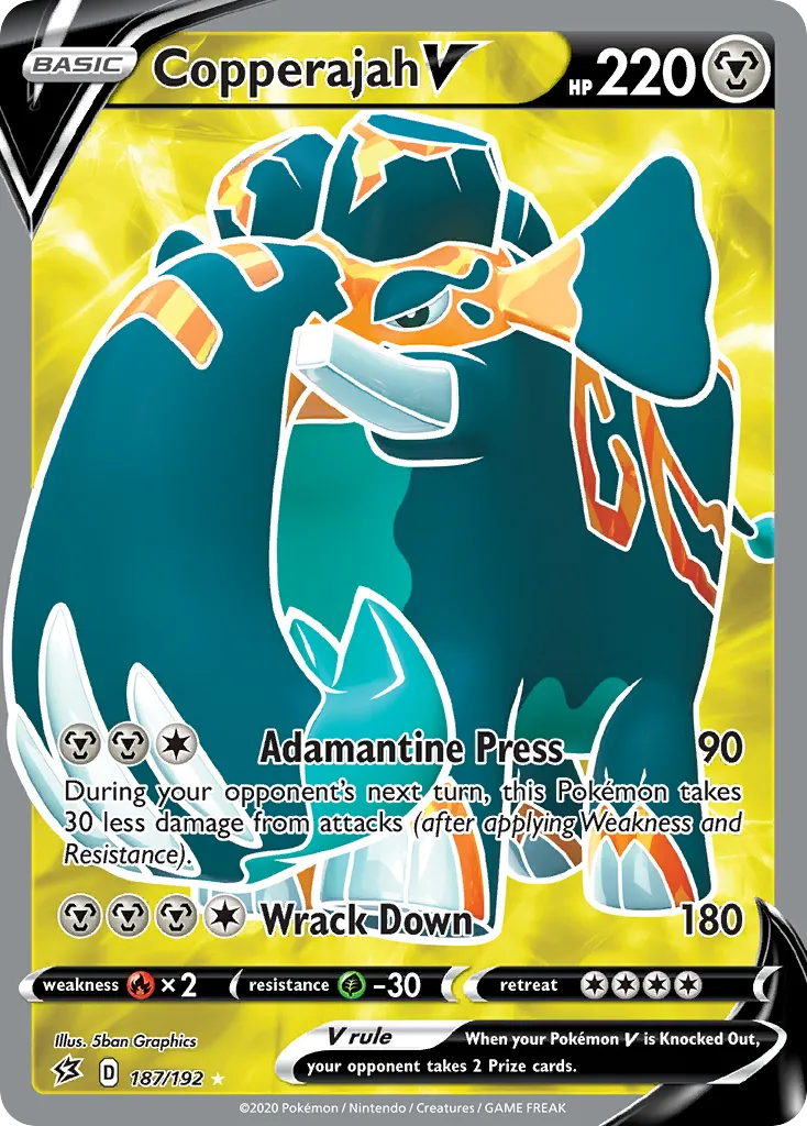 2020 Rebel Clash Copperajah V #136/192 Rare Holo V card image