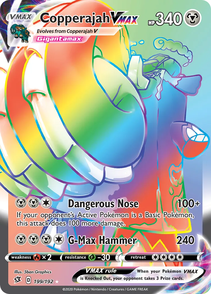 2020 Rebel Clash Copperajah VMAX #199/192 Rare Rainbow card image