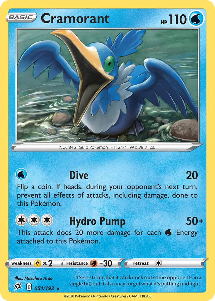 2020 Rebel Clash Cramorant Rare #051/192 Rare card image
