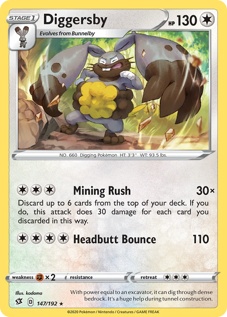 2020 Rebel Clash Diggersby #147/192 Rare card image