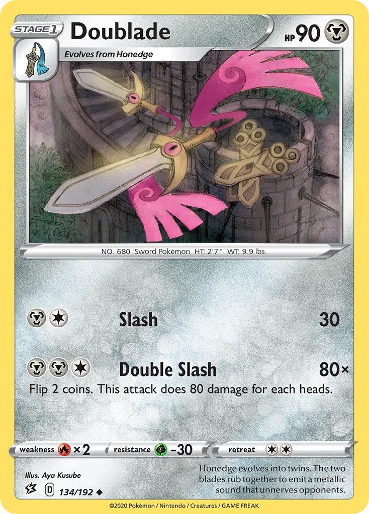 2020 Rebel Clash Doublade Uncommon #134/192 Uncommon card image