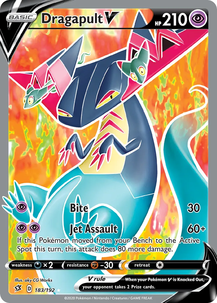 2020 Rebel Clash Dragapult V #092/192 Rare Holo V card image