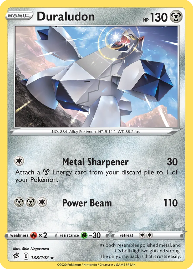 2020 Rebel Clash Duraludon #138/192 Rare Holo card image