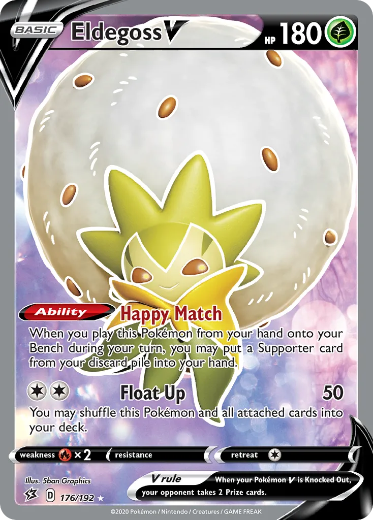 2020 Rebel Clash Eldegoss V Rare Holo V #019/192 Rare Holo V card image