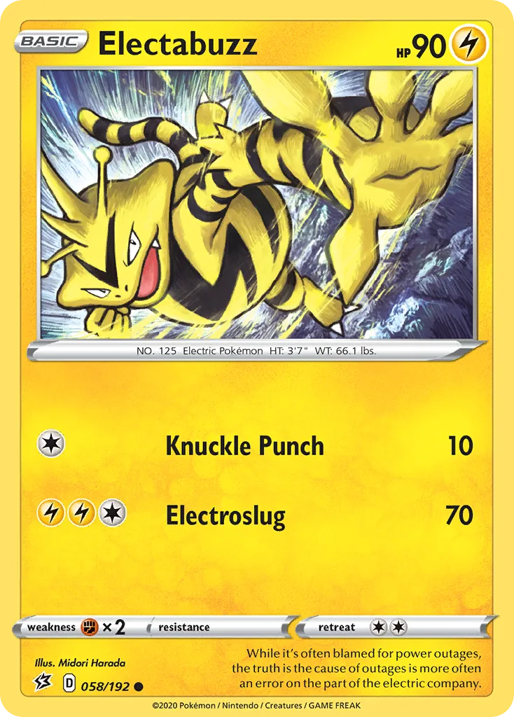 2020 Rebel Clash Electabuzz Common #058/192 Common card image