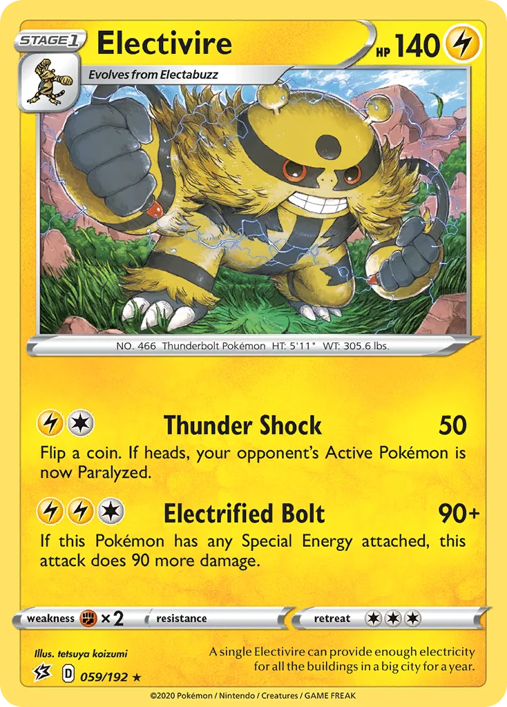 2020 Rebel Clash Electivire Rare #059/192 Rare card image