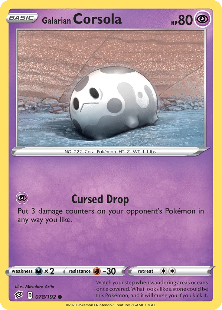 2020 Rebel Clash Galarian Corsola Common #078/192 Common card image