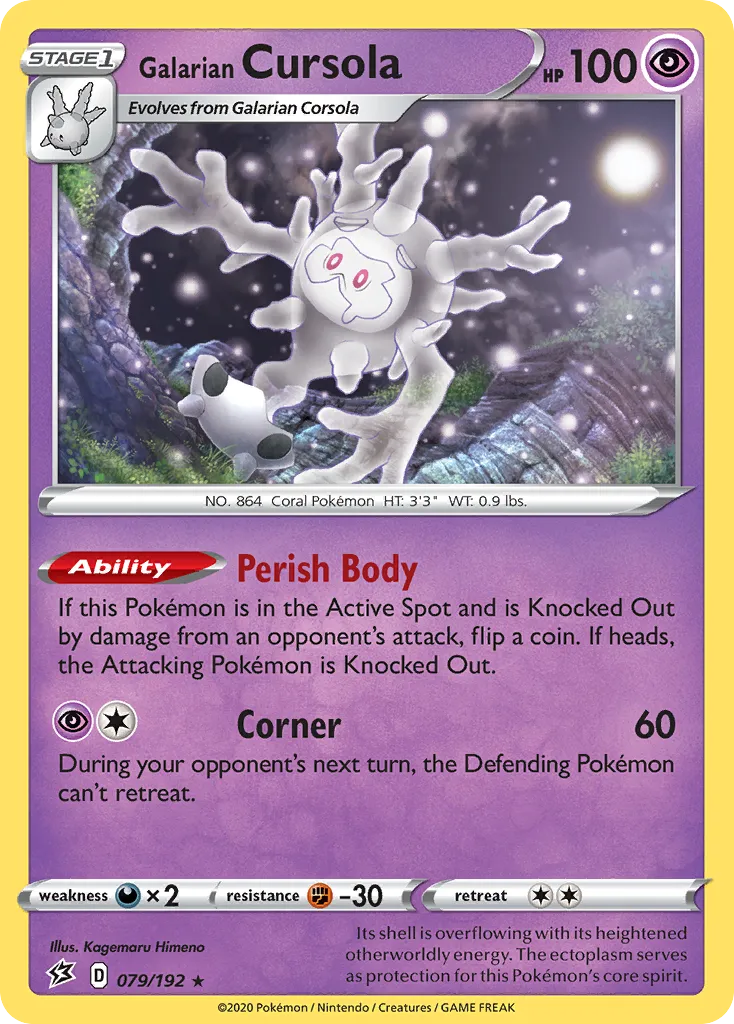 2020 Rebel Clash Galarian Cursola Rare Holo #079/192 Rare Holo card image