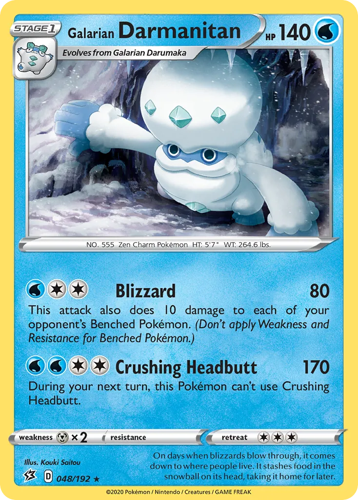 2020 Rebel Clash Galarian Darmanitan Rare #048/192 Rare card image