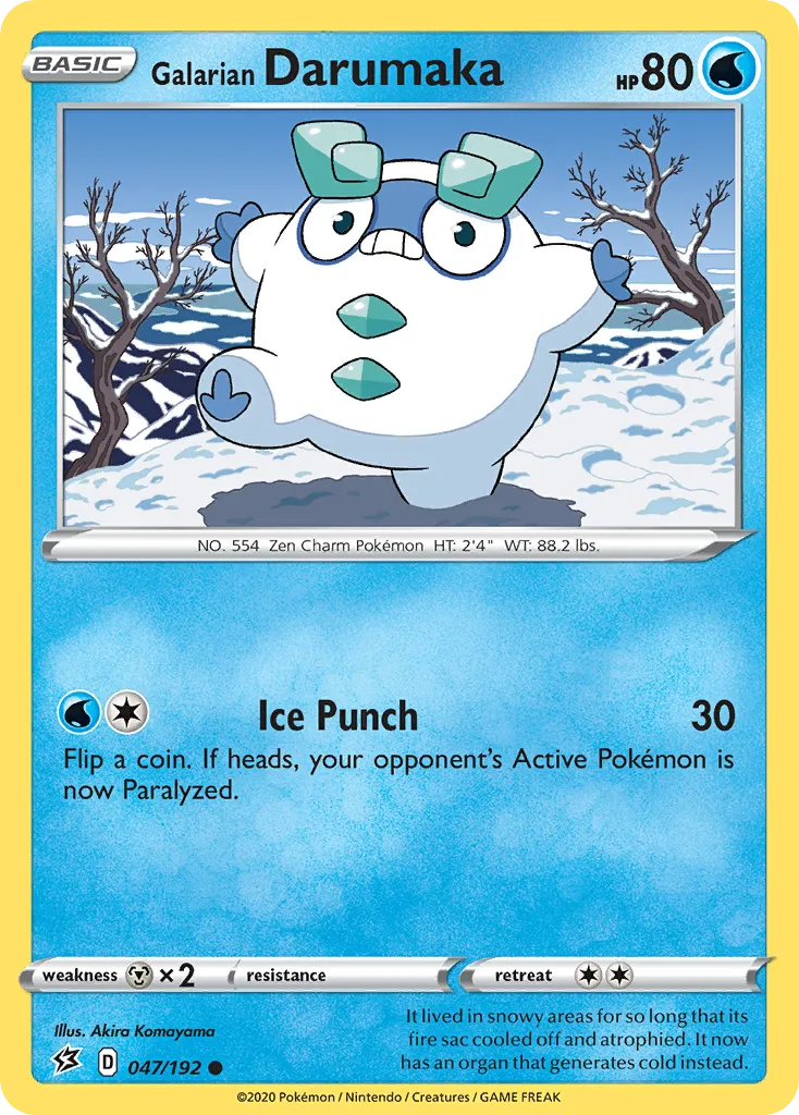 2020 Rebel Clash Galarian Darumaka Common #047/192 Common card image
