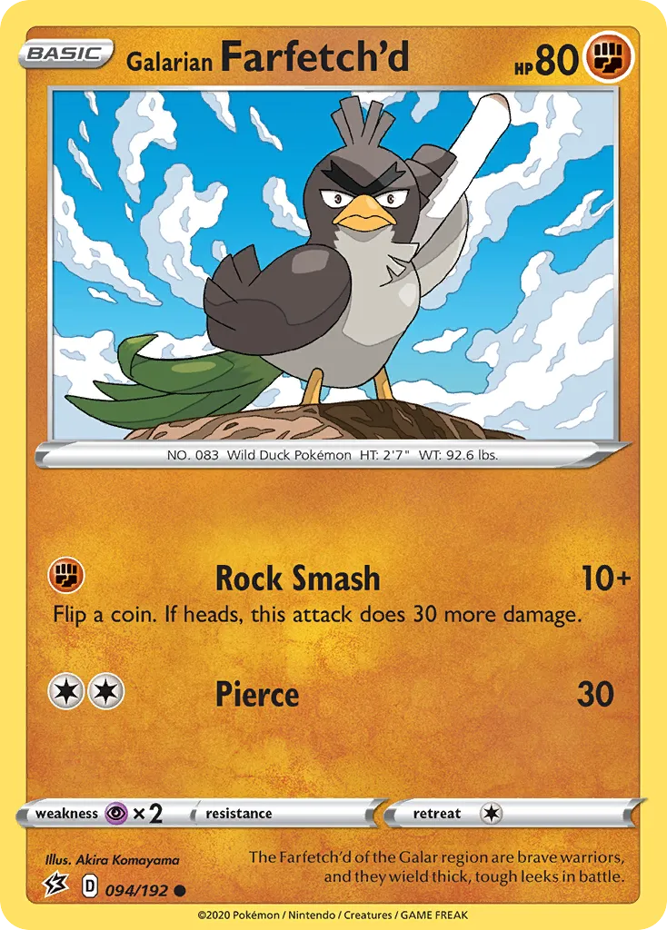 2020 Rebel Clash Galarian Farfetch'd Common #094/192 Common card image