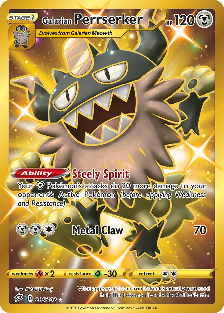 2020 Rebel Clash Galarian Perrserker #127/192 Rare card image