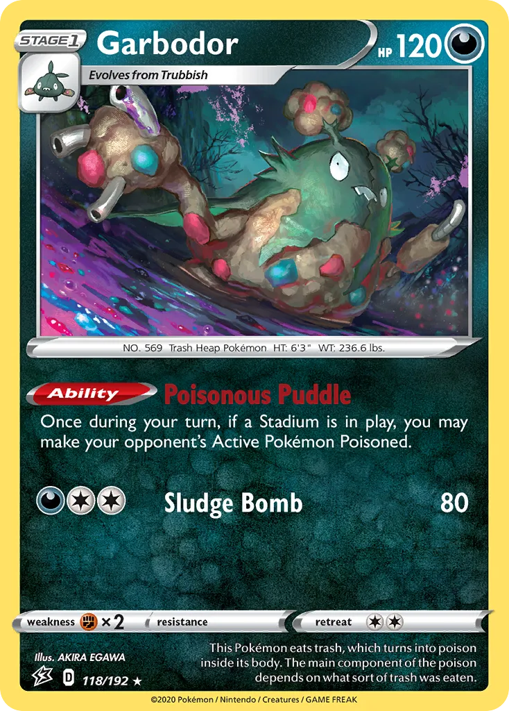 2020 Rebel Clash Garbodor #118/192 Rare card image