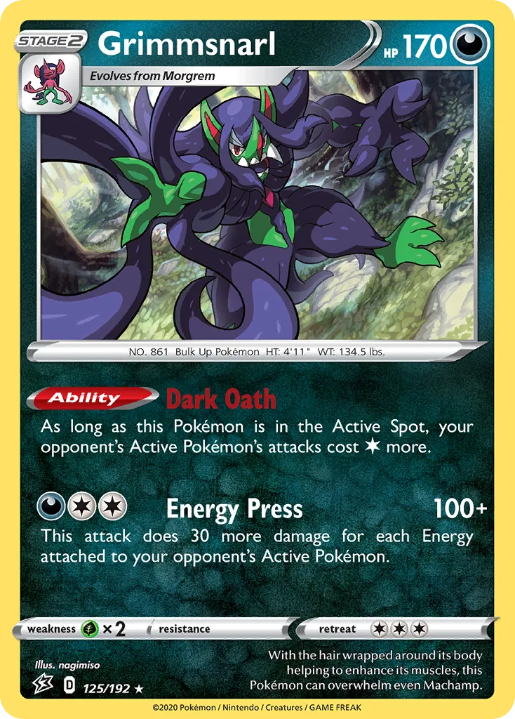 2020 Rebel Clash Grimmsnarl #125/192 Rare Holo card image