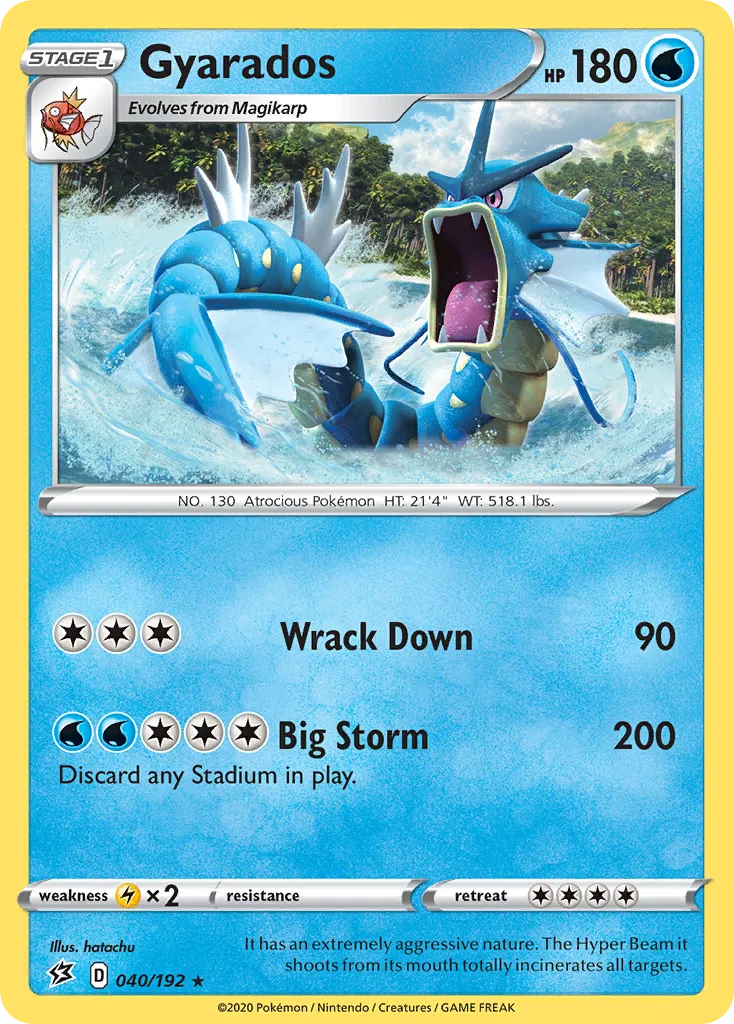 2020 Rebel Clash Gyarados Rare Holo #040/192 Rare Holo card image
