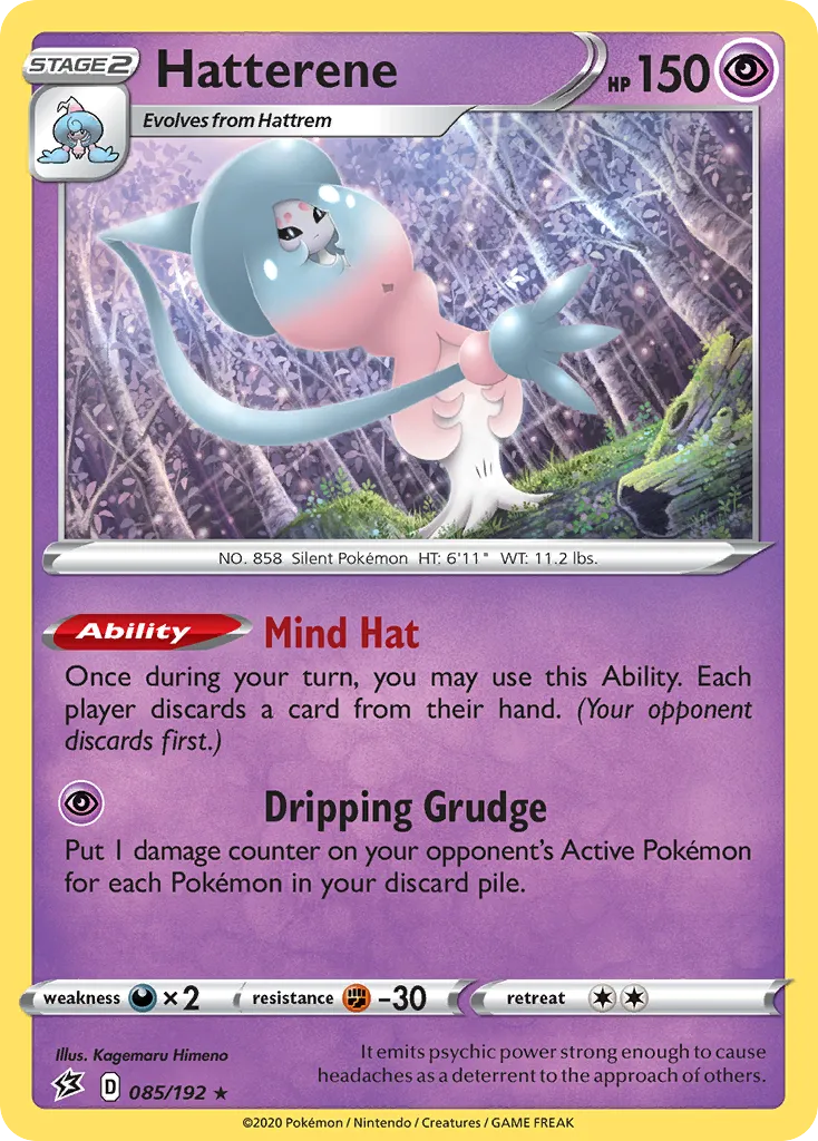 2020 Rebel Clash Hatterene #085/192 Rare Holo card image
