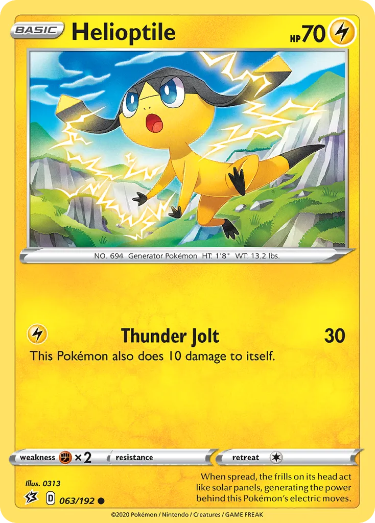 2020 Rebel Clash Helioptile Common #063/192 Common card image