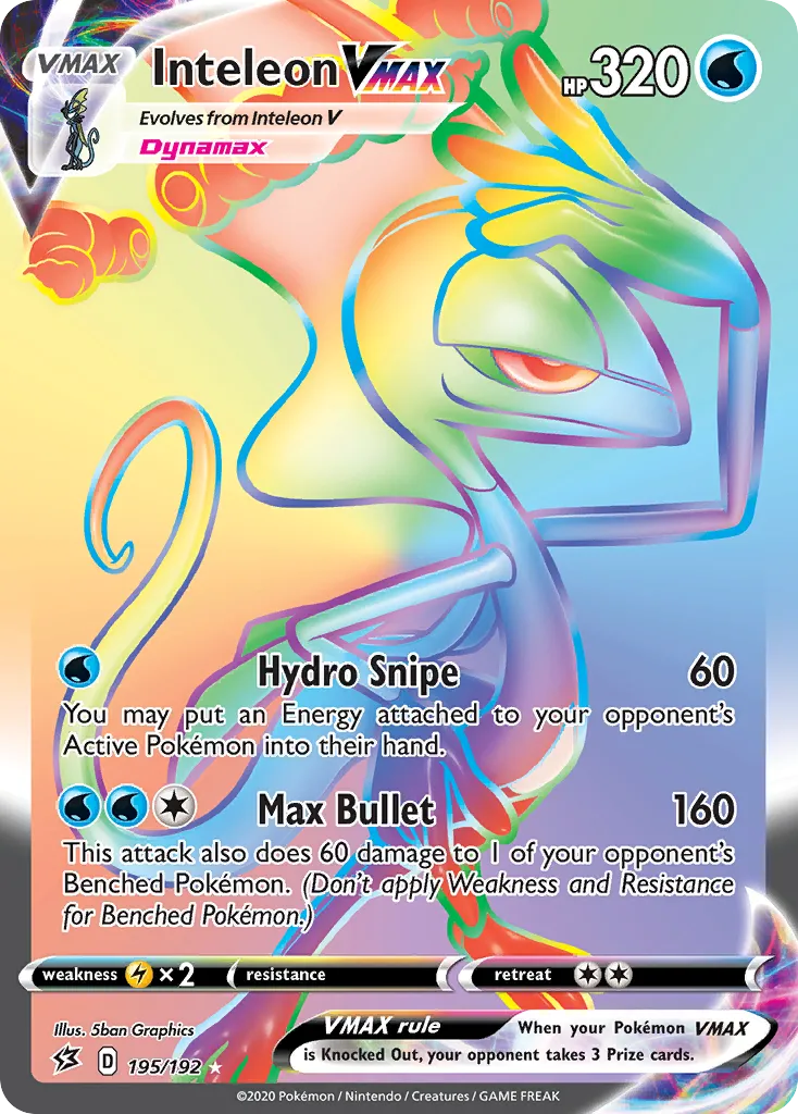 2020 Rebel Clash Inteleon VMAX #195/192 Rare Rainbow card image