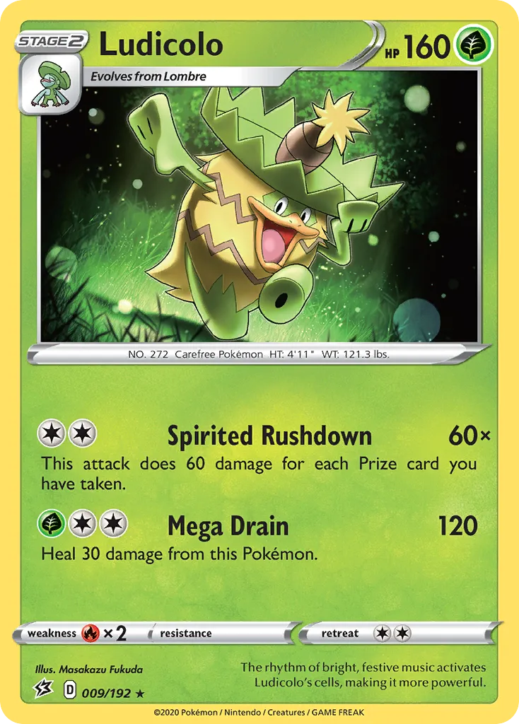 2020 Rebel Clash Ludicolo Rare #009/192 Rare card image